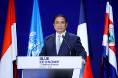 Prime Minister Pham Minh Chinh speaks at the plenary session on ensuring sustainable ocean governance and finance of the Blue Economy and Finance Forum. (Photo: VNA)
