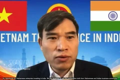 Vietnamese Trade Counsellor in India Bui Trung Thuong speaks at the online seminar. (Photo: VNA)