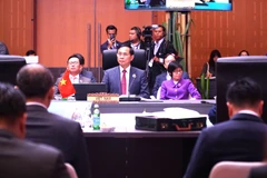 Deputy Prime Minister and Minister of Foreign Affairs Bui Thanh Son (C) attends the plenary session of the 58th ASEAN Foreign Ministers' Meeting. (Photo: VNA)