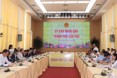 The working session between leaders of Can Tho city and representatives from Hung Nhon Group and the Netherlands’ De Heus on April 20 (Photo: VNA)