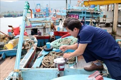 Many vessels have installed additional vessel monitoring systems to ensure uninterrupted information connectivity with shore-based stations during fishing trips. (Photo: VNA) 