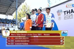 Nguyen Van Hanh secures gold in the men’s 100m breaststroke SB11 (Photo: VNA)