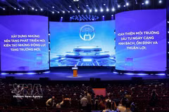Chairman of the municipal People’s Committee Vu Dai Thang speaks at an event to announce Hanoi's 100-year master plan. (Photo: VNA)