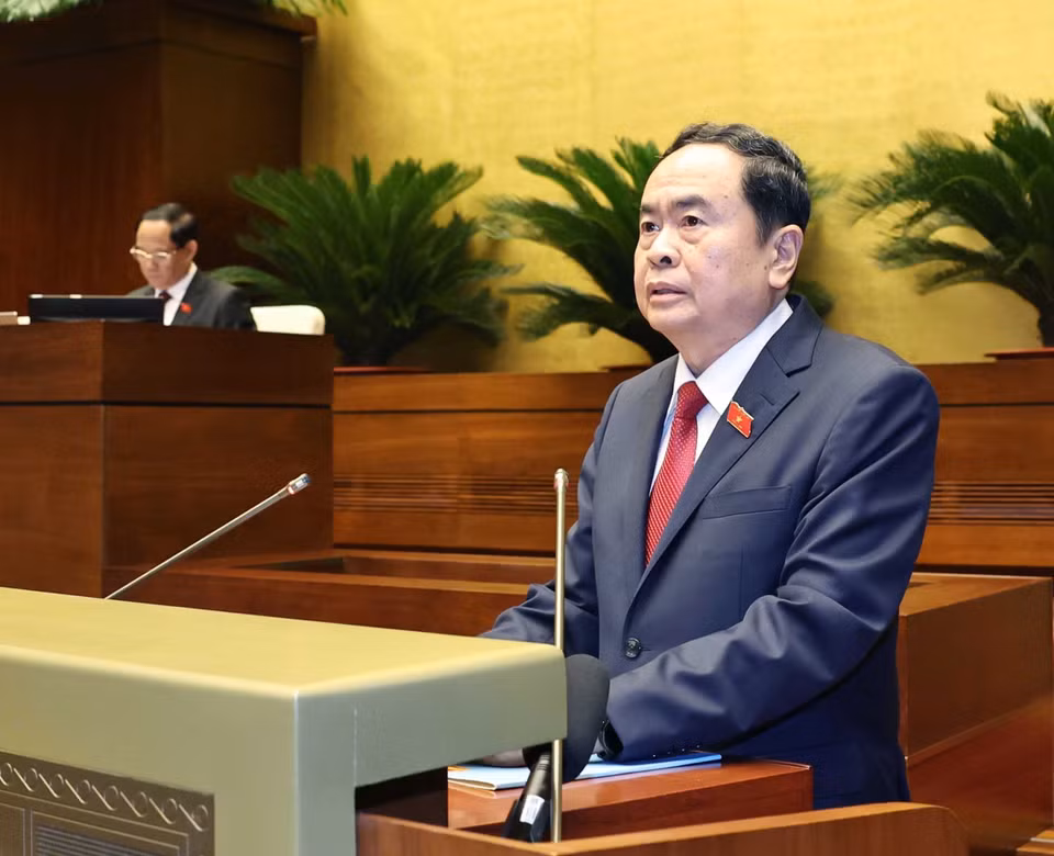 Chairman of the National Assembly Tran Thanh Man delivers the opening speech at the 8th session. (Photo: Thong Nhat – VNA)
