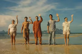 'White Lotus' Season 3's actors Morgana O'Reilly, Arnas Fedaravičius, Christian Friedel, Dom Hetrakul and Lalisa Manobal. (Photo: HBO) 