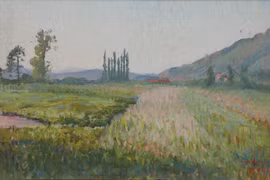 The painting “Landscape with Cypresses (Menthon-Saint-Bernard).” (Photo courtesy of the organisers) 