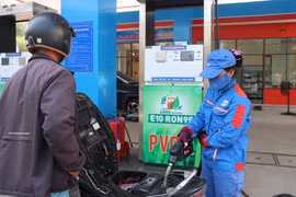 E10 biofuel sold to customers at Tran Phu petrol station in Nghia Lo ward, Quang Ngai province. (Photo: VNA) 