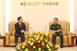 Deputy Prime Minister and Minister of National Defence General Phan Van Giang (R) and Ambassador of the Republic of Korea to Vietnam Choi Young Sam at their meeting on June 2 (Photo: VNA)