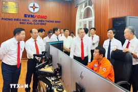 Officials visit the smart power grid operations centre of the Con Dao special zone. (Photo: VNA)