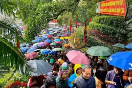 Massive crowds flock to the Hung Kings Temple ahead of the commemoration day. (Photo: VNA)