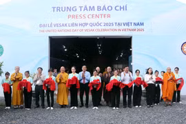Delegates at the press centre of the UN of Vesek celebration in Vietnam 2025 (Photo: VNA)