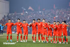 Vietnam's national team climbs three places in the latest FIFA rankings. (Photo: VNA)