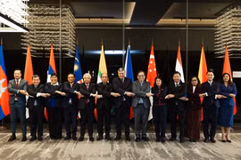 Deputy foreign ministers and senior officials of the 11 ASEAN member states and Russia pose for a group photo. (Photo: Ministry of Foreign Affairs)