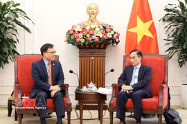 Minister of Foreign Affairs Le Hoai Trung (right) receives Ambassador of the Republic of Korea to Vietnam Choi Young Sam in Hanoi on July 15, 2026.(Photo: VNA) 