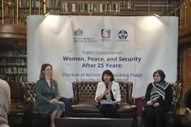 The UK's Minister for the Indo-Pacific Seema Malhotra speaks to the media at a panel discussion on women, peace and security (WPS). (Photo: VNA)