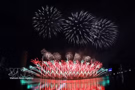 Vietnam's fireworks team performs during the second competition night of the Da Nang International Fireworks Festival (DIFF) 2026. (Photo: VNA) 