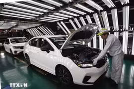 Automobile production at the Honda Vietnam plant in Vinh Phuc ward, Phu Tho province. (Photo: VNA)