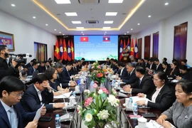 Delegates at a specialist-level meeting held in Vientiane on January 8 ahead of the 47th meeting of the Vietnam- Laos' Intergovernmental Committee for bilateral cooperation (Photo: VNA)