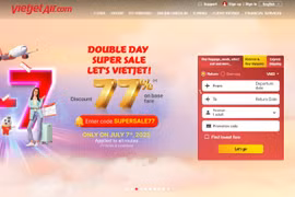 Vietjet rolls out 77% fare discount for July 7 flash sale. (Photo: Vietjetair) 