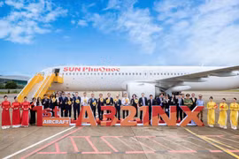 The welcome ceremony for the first aircraft of Sun Phu QuocAirways at Phu Quoc International Airport (Photo: Sun Group) 
