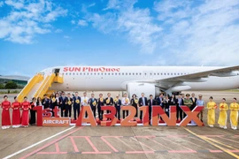 The welcome ceremony for the first aircraft of Sun Phu QuocAirways at Phu Quoc International Airport (Photo: Sun Group) 