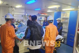 Rescuers on the cruise ship Westerdam (Photo published by VNA)