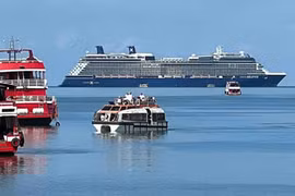 The cruise ship ‘Celebrity Solstice’ docks off the coast of Koh Samui with 2,852 passengers in January 2024. (Photo: bangkokpost.com)