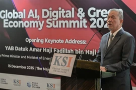 Malaysian Deputy Prime Minister Datuk Seri Fadillah Yusof delivers his opening keynote address at the Global AI, Digital and Green Economy Summit 2025 in Kuala Lumpur, December 15, 2025. (Photo: Bernama) 
