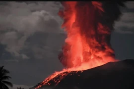 Indonesia's Mount Ibu spews volcanic material approximately 4,000 meters high during an eruption on Jan. 11, 2025 as observed from the Mount Ibu Volcano Observation Post in West Halmahera, North Maluku. — AFP 