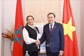 NA Chairman Tran Thanh Man (R) receives chair of Morocco–Vietnam Friendship Parliamentarians' Group Lubna Srhiri (Photo: VNA) 