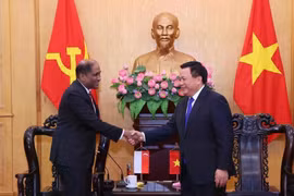 Politburo member and President of the Ho Chi Minh National Academy of Politics (HCMA) Nguyen Xuan Thang (R) and Singaporean Ambassador to Vietnam Jaya Ratnam (Photo: VNA)