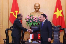 Politburo member and President of the Ho Chi Minh National Academy of Politics (HCMA) Nguyen Xuan Thang (R) and Singaporean Ambassador to Vietnam Jaya Ratnam (Photo: VNA)