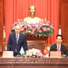 Ambassador of Kazakhstan to Vietnam Kanat Tumysh outlines the key areas in which Kazakh investors are seeking support to facilitate the project's implementation, at the meeting with authorities in Dong Thap province on July 18, 2026. (Photo: VNA)