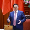 Prime Minister Pham Minh Chinh speaks at the meeting of permanent Government members in Hanoi on March 16. (Photo: VNA)