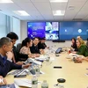 Deputy Minister of Finance Cao Anh Tuan holds a working session with Intel Corporation. (Photo: VNA)