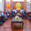 An overview of the working session between the Kazakh delegation and the Can Tho City People's Committee on July 16. (Photo: VNA)
