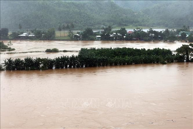 The Cu De River in Da Nang city is in full spate. (Photo: VNA)