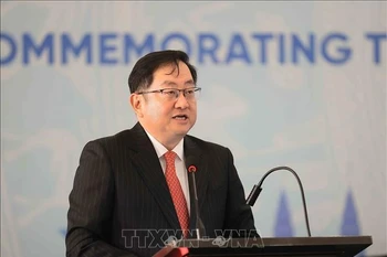 Malaysian Ambassador to Vietnam Dato’ Tan Yang Thai speaks at the press briefing. (Photo: VNA)