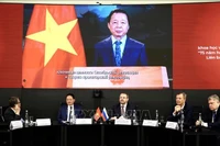 Deputy Prime Minister Tran Hong Ha delivers his remarks to the forum via a recorded message. (Photo: VNA)