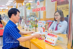 A customer conducts a transaction at an Agribank branch. (Photo: VNA)