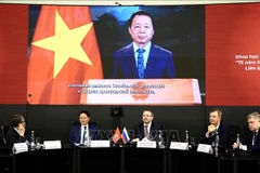 Deputy Prime Minister Tran Hong Ha delivers his remarks to the forum via a recorded message. (Photo: VNA)