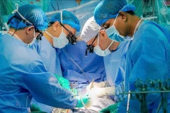Doctors at the University Medical Centre Ho Chi Minh City perform a heart transplant on a patient. (Photo published by VNA)