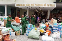 A relief collection point for goods and essential supplies at the Ho Chi Minh City's Youth Cultural House. (Photo: VNA)