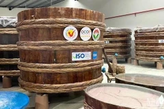 Fermentation barrels for fish sauce products at the traditional Le Gia fish sauce workshop. (Photo: Nhandan)