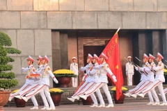 The honour guard march in review past the Ho Chi Minh Mausoleum. (File photo: VNA)