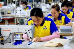 Workers at Dony Garment Company in HCM City's Binh Chanh district. (Photo: VNA)