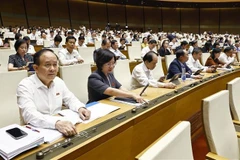 National Assembly deputies vote to adopt a resolution on amending and supplementing several articles of the 2013 Constitution on May 5. (Photo: VNA) 