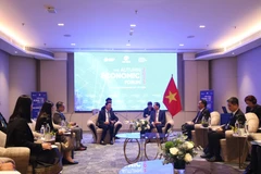 Deputy Prime Minister Bui Thanh Son receives Lao Deputy Minister of Technology and Communications Saysana Sitthiphone on the occasion of his attendance at the 2025 Autumn Economic Forum in Ho Chi Minh City. (Photo: VNA)