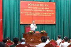 Party General Secretary To Lam at a working session with standing members of the Party Committees of Quang Ngai and Kon Tum provinces on June 2, 2025. (Photo: VNA)