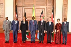 Vietnamese Ambassador to Kenya Vu Thanh Huyen (second from right), along with ambassadors from various countries, present letters of credence to Kenyan President William Samoei Ruto. (Photo: VNA)